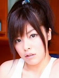 Milky skinned asian beauty in a one piece swim suit