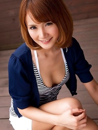 Misuzu Tachibana with hot cleavage takes short skirt off